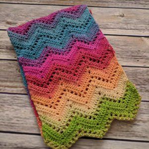 Wool Scarf in Bright Rainbow Colors